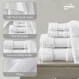 Ensemble de 8 serviettes de bain en coton 100% satiné de luxe, douces, 2 serviettes de bain, 2 serviettes de toilette, 2 serviettes pour le visage, pour hôtel et spa - Product Image 3