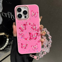 Étui de protection brillant à motif papillon pour femmes pour Infinix Zero 40/Hot 60i/50i/60 50 Pro Plus/Smart 10+ avec chaîne Pochette pour téléphone