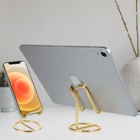 Support de téléphone de bureau en métal élégant avec finition dorée, compatible avec les modèles à poser sur le bureau