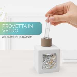 Diffusore di Fragranze in Ceramica Bianca con Placca Argentata e Bastoncini a Rosa, Decorazione per Aromaterapia - Product Image 4