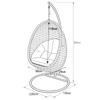 Fauteuil suspendu en forme d'œuf, style cocoon, Daijia, moderne, en métal, avec coussin imperméable gris clair, pour l'extérieur