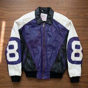 Veste de streetwear en cuir violette et noire, coupe-vent et chauffante, écologique, 8 Ball - Product Image 3