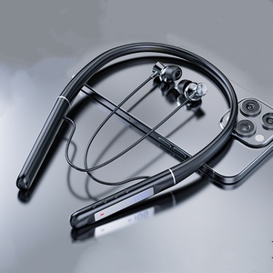 Earphone <span class=keywords><strong>Neckband</strong></span> nirkabel dengan indikator baterai LED <span class=keywords><strong>headphone</strong></span> gigi biru untuk olahraga dan game mendukung kartu TF tahan air - Product Image 1