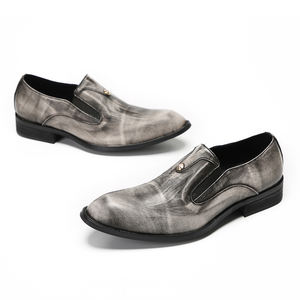 NA537 مصنوع يدويًا للرجال طبقة علوية من جلد البقر على الموضة أنيق رمادي للعمل كاجوال جلد بقر مقاس كبير رسمي للعمل الاجتماعي - Product Image 3