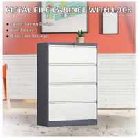 Armoire de rangement compacte en acier avec serrure, unité d'archives de type tiroir en métal pour bureau, style panneau en bois pour le rangement de bureau
