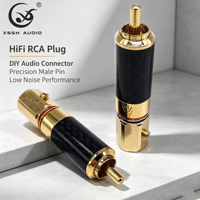 Konektor RCA HiFi YIVO XSSH Pemutar Audio CD Amplifier Lubang Kabel Maksimal 11MM Serat Karbon Kuningan Berlapis Emas Jack RCA Pria
