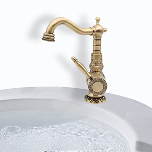 Grifo de una manija de latón antiguo Bangqi, instalación de encimera de nuevo diseño, <span class=keywords><strong>lavabo</strong></span> de agua fría de cocina con núcleo de válvula de cerámica - Product Image 2