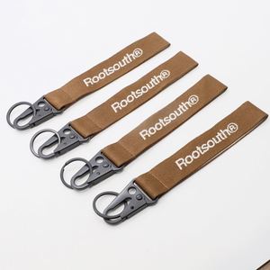 Custom Jacquard Logo Keychain Lanyard Urban Streetwear Fabric Key <b>Ring</b> Holder High Density Woven Tactical Belt Key <b>Clip</b> - Product Image 1