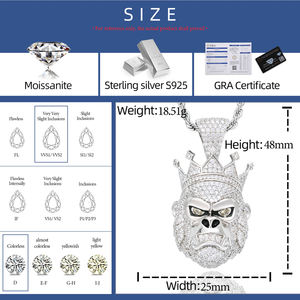 Hiphop da uomo gioielli da regalo placcato in oro 925 in argento Sterling VVS Moissanite diamante ghiacciato con corona - Product Image 6