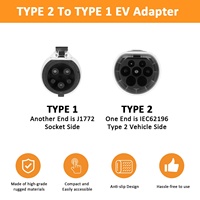 Adaptador Convertidor EV ZSWINNER ST-E059 32A IEC 62196 SAE J1772 Tipo 2, Entrada/Salida/Enchufe Tipo 1, Clasificación IP55, 1 Año de Garantía, CE