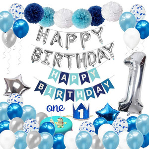 Decoraciones azules <span class=keywords><strong>para</strong></span> fiestas de cumpleaños, decoración <span class=keywords><strong>para</strong></span> primer cumpleaños <span class=keywords><strong>para</strong></span> hombres, mujeres y niños - Product Image 1