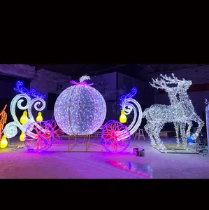 2023 Nieuwste Ontwerp Outdoor 3d Led Kerst Rendier Slee Decoraties Motief Licht Te Koop