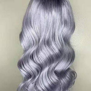 Glueless corpo onda argento grigio colore Remy brasiliano svizzero pizzo 100% capelli umani HD pizzo parrucca anteriore - Product Image 5
