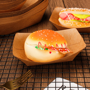 Wholesale Food Grade <b>Kraft</b> Paper Boat Tray Disposable Oil Proof Paper Food Boat <b>Box</b> for Hot Dog Burger Fries Snacks Custom Logo - Product Image 3