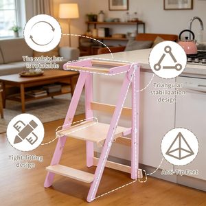 Foldable Toddler Learning Standing Tower Montessori Kitchen <b>Step</b> <b>Stool</b> with 3 Adjustable Heights - Product Image 3