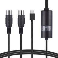 USB 2.0 MIDI Interface Cable 2m PVC High-Fidelity Foil+Braid Shielding Low Latency MIDI Converter Built-in LED for Electronic