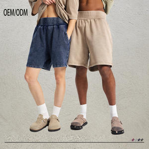 Pantalones Cortos de Algodón 100% para Hombre con Logotipo Personalizado, Estilo Terry, Efecto Desgastado por el Sol, Tallas Grandes, Esenciales, Tipo Culotte, Lavado Ácido - Product Image 2