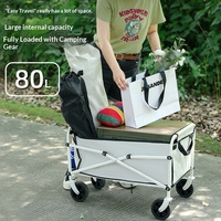 Chariot utilitaire pliable en métal, chariot de camping portable, chariot de pique-nique, chariot de courses extérieur avec poignée