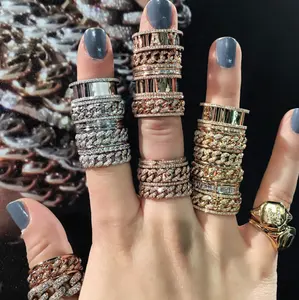 2023 luxury women men jewelry hip hop Rock design cz link chain jewelry ring