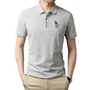 Camiseta polo de manga curta para homens, camiseta formal masculina casual