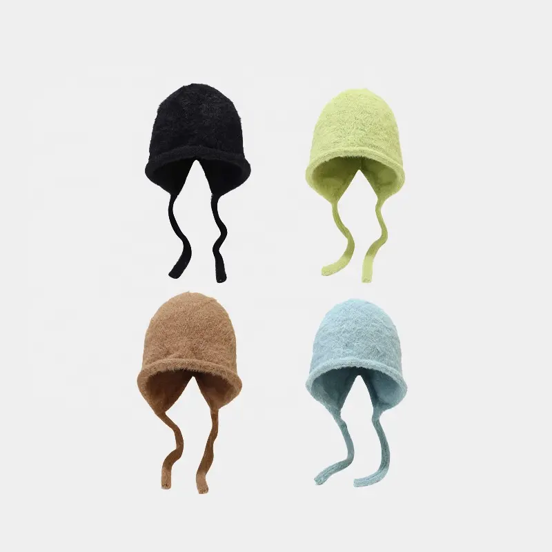 신상품 고품질 여성 캐주얼 겨울 따뜻한 레이싱 모자 커버 귀 단색 부드러운 비니 제조 업체