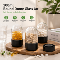 Pot en verre rond bombé coloré de 100 ml, résistant aux enfants, hermétique, pour fleurs séchées, capsules, cosmétiques, avec logo personnalisé