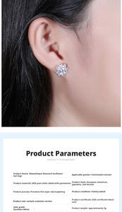 Boucles d'oreilles fleur <span class=keywords><strong>de</strong></span> tournesol en moissanite, argent sterling 925, élégantes et polyvalentes, pour femmes, vente en gros d'usine, bijoux - Product Image 2