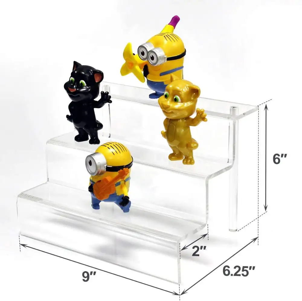 Akrilik yükseltici Stand rafı Amiibo Funko Pop şekil ekran, 3 adım akrilik ekran dekorasyon için ve organizatör