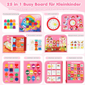 10 pages portable montessori jouet feutre tissu polyester occupé activité conseil pour enfant en bas âge moteur cognitif compétence voyage voiture avion - Product Image 5