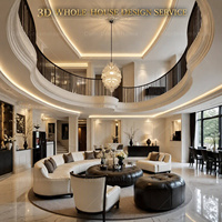 Service de conception 3D pour toute la maison, solution de salon contemporain de luxe, plan de décoration de villa personnalisé