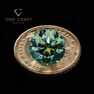 GRA認定ラウンドカットルースラボ栽培ダイヤモンドモアッサナイトVVSグリーンカラー合成宝石 - Product Image 1