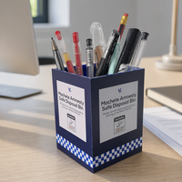 Vente en gros d'usine, organisateur de bureau personnalisé en 2 pièces, accessoire de bureau, porte-crayons, porte-stylos en acrylique noir