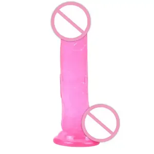Frauen Spielzeug Kristall Starke Saugnapf Realistische Erwachsene Spielzeug Stand Transparente Kristall Schub Dildos für Frauen - Product Image 4