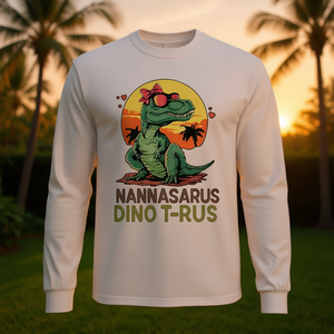 T-shirt à manches longues Nannasaurus Dino T-Rex pour Nanna, cadeau au design amusant - Product Image 3