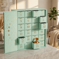 Boîte de calendrier de l'avent vide personnalisée, double porte, en carton rigide, 24 tiroirs, boîte cadeau compte à rebours pour cosmétiques, bijoux, impression de logo personnalisée