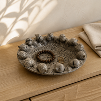 Plateau décoratif en céramique Sandy avec bordure en forme de gland 3D pour la décoration de centre de table