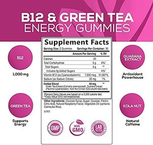 Gomitas Energéticas Pre-Entrenamiento con Vitamina B12 y Té Verde, Apoyo para la Energía y el Metabolismo - Product Image 2