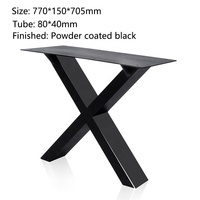 Pieds de Table à manger en métal personnalisé en forme de X pour Table