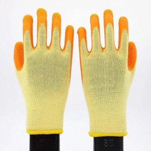 Gants de sécurité ZHANDA 10g en latex gaufré pour boîte sèche - Jaune/Orange, poignet tricoté, sans silicone - Prix abordable, usine du Shandong - Product Image 2