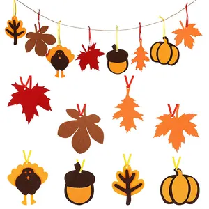 Thanksgiving Autumn Felt Mini Hanging Maple Leaf Pumpkin Felt Turkey Hanging Ornaments