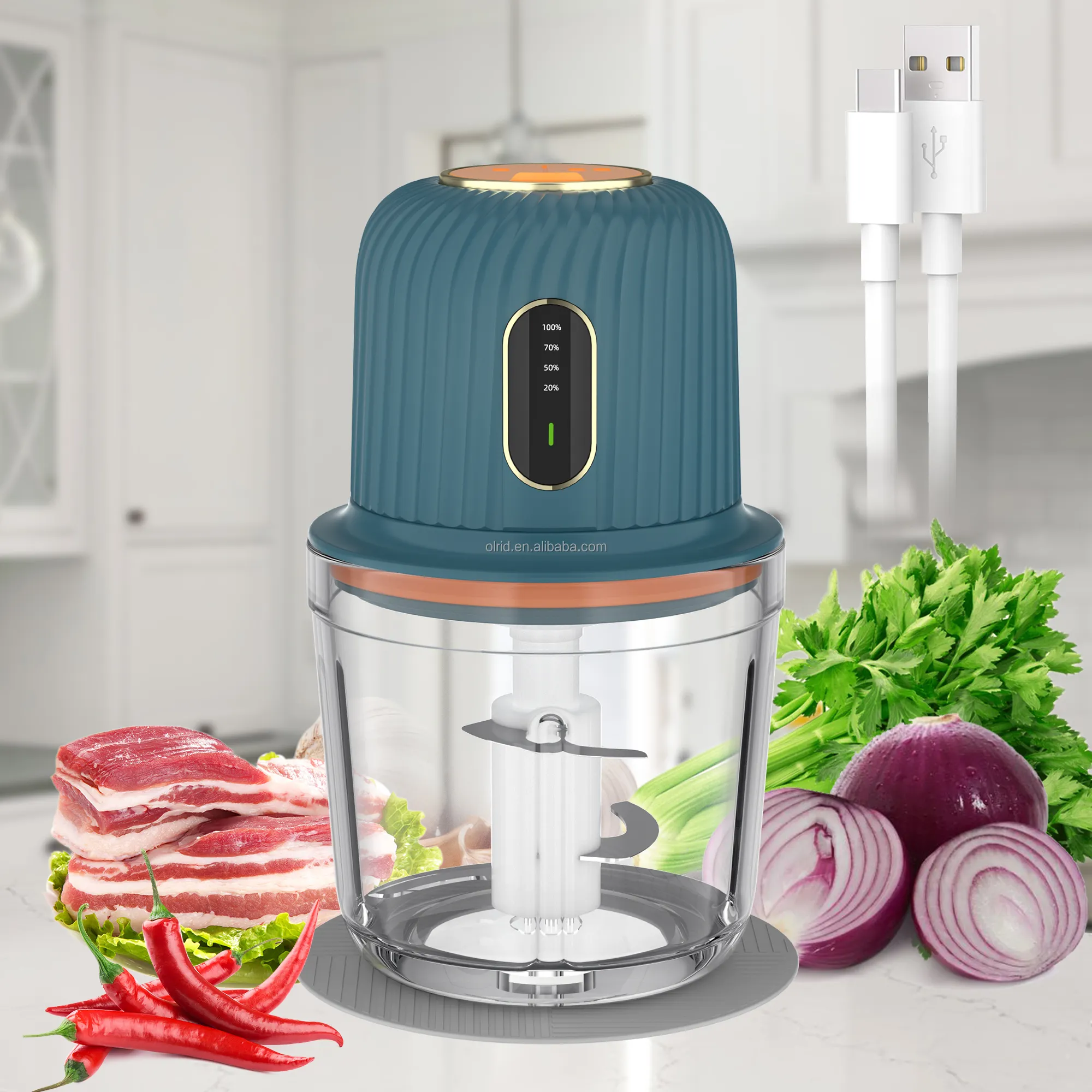 200W Home cuisine 2024 nouveaux produits électrique usb mini hachoir à fruits et légumes trancheuse nourriture cuisine accesoir