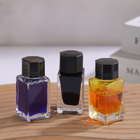 Transparent 18ml vide recharge Rectangle encrier verre pot d'encre peinture colorant bouteille d'encre avec bouchon noir
