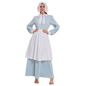 Disfraz de sirvienta Yi Xiaoyi para mujer, vestido azul para adultos, delantal, tocado, traje de Halloween para juegos de rol - Product Image 1