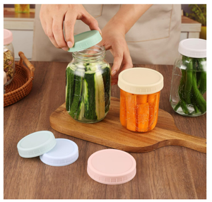 Couvercles modernes en plastique pour bocaux Mason, Kerr More 70mm, colorés, avec anneaux en silicone <span class=keywords><strong>de</strong></span> qualité alimentaire, étanches pour pot - Product Image 5