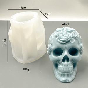 بيع بالجملة جمجمة وردية علاج بالروائح العطرية ديكور هالوين تصميم إبداعي قالب سيليكون - Product Image 5