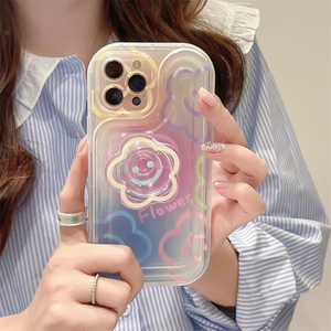 Funda de teléfono transparente con soporte de anillo de flor de Sol de Corea para <span class=keywords><strong>iPhone</strong></span> 14 12 13 <span class=keywords><strong>11</strong></span> Pro Max Plus Girl Cute Floral Stand Clear Soft Cover - Product Image 3