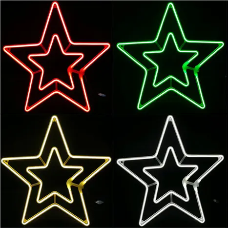 Soft lighting effect white blue flashing modes wholesale high quality flexible double five point star shaped led neon light