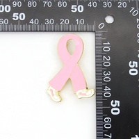 Broches médicales personnalisées en ruban émaillé rose 45*35MM épingles de sensibilisation au cancer du sein pour bijoux cadeaux mariages enfants