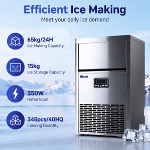 Máquina de Hielo Comercial Pequeña con Pantalla LED Profesional Hicon, Compresor Emerson, 65 kg/24 h, CE, <span class=keywords><strong>GS</strong></span>, EMC - Product Image 4