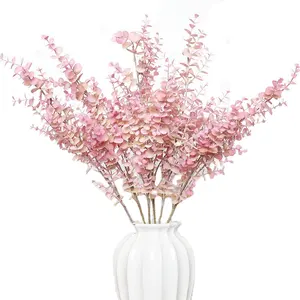 현대 시뮬레이션 신제품 핑크 인공 유칼립투스 잎 장식 꽃 잡초